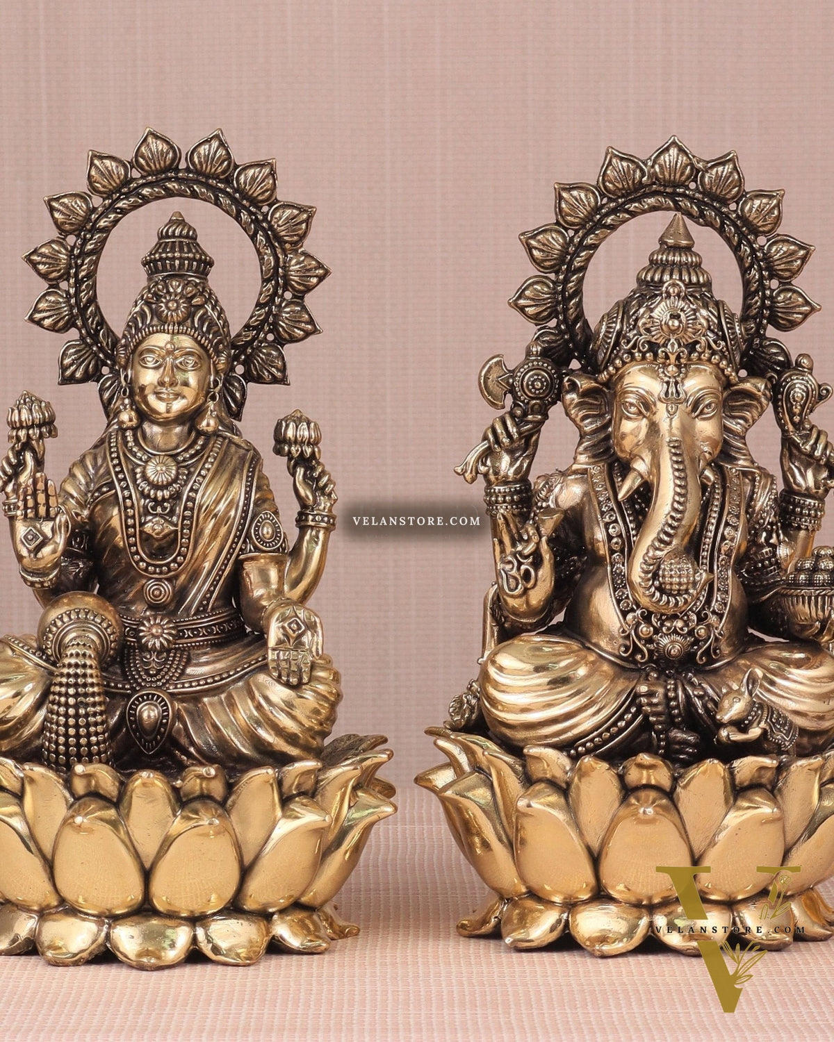 Ganesh Lakshmi Brass Superfine Idols - 8"