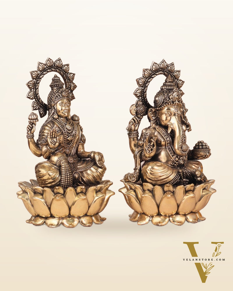 Ganesh Lakshmi Brass Superfine Idols - 8"