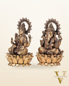 Ganesh Lakshmi Brass Superfine Idols - 8"
