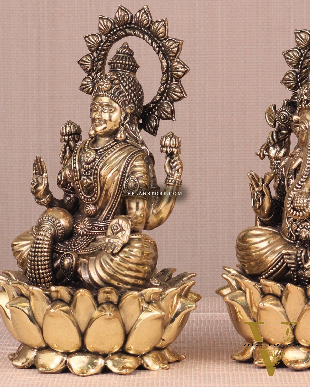 Ganesh Lakshmi Brass Superfine Idols - 8"