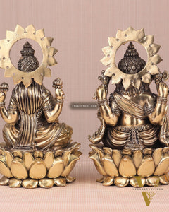 Ganesh Lakshmi Brass Superfine Idols - 8"