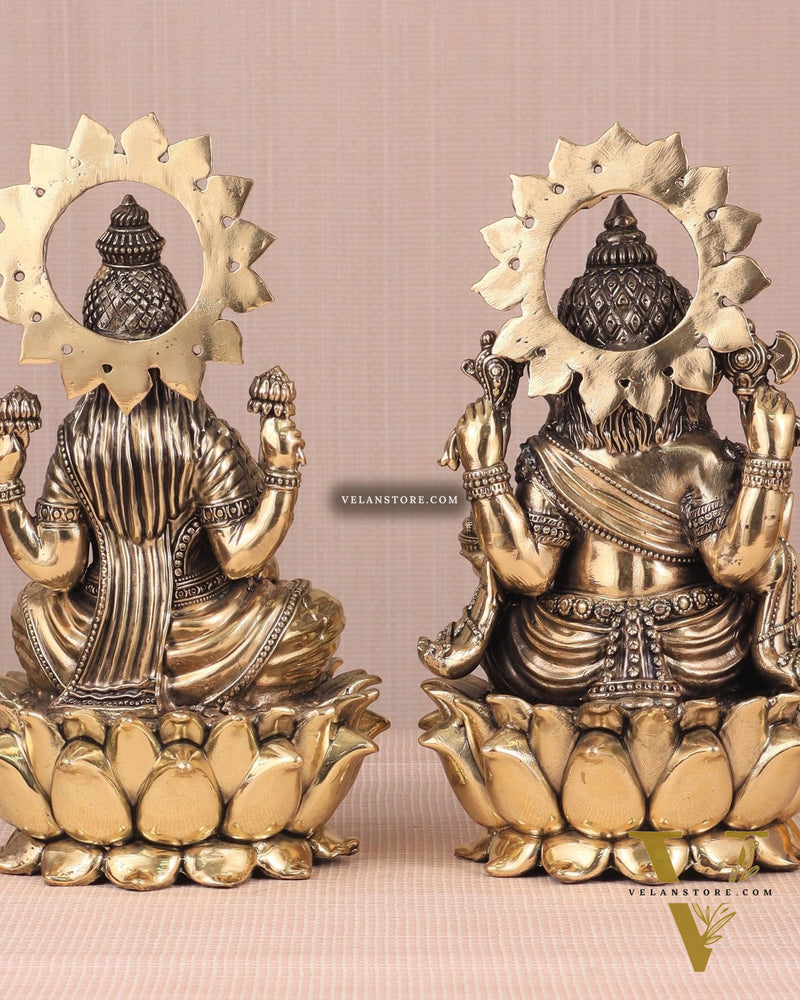 Ganesh Lakshmi Brass Superfine Idols - 8"