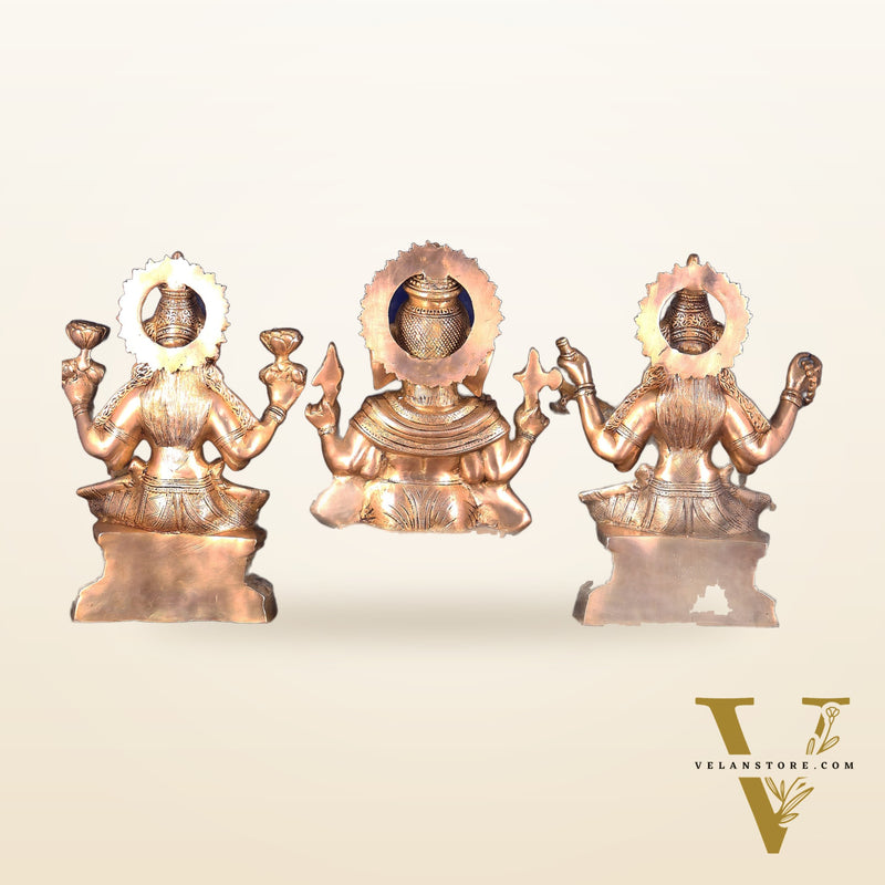 Ganesh Lakshmi Saraswati Brass Idol Set 18 inch