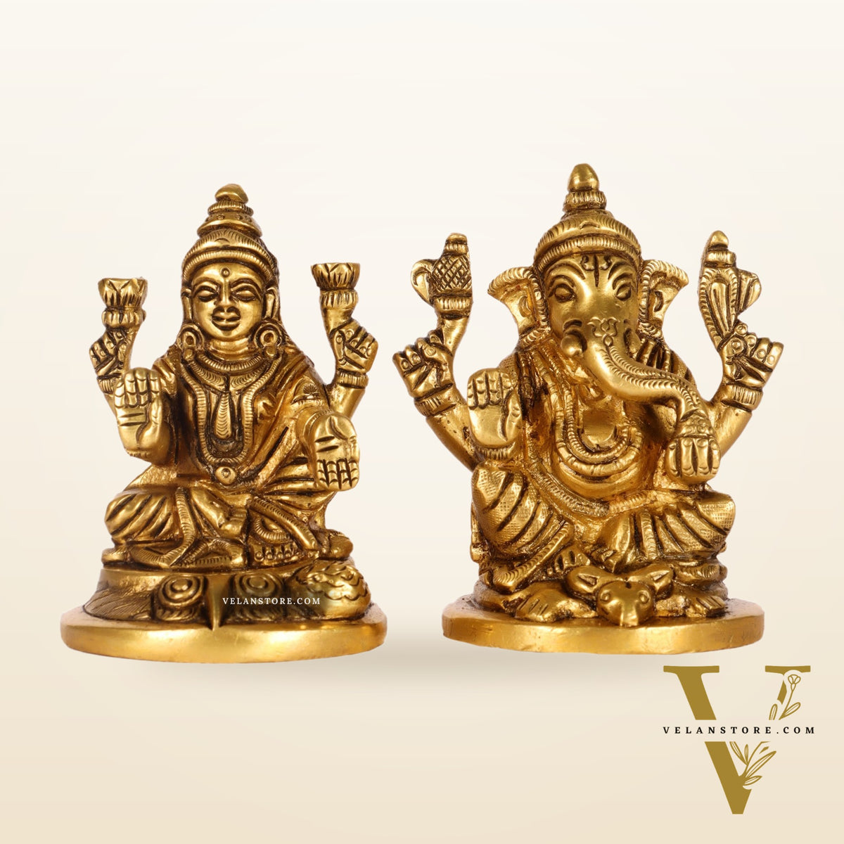 Ganesh lakshmi superfine brass idols 3"