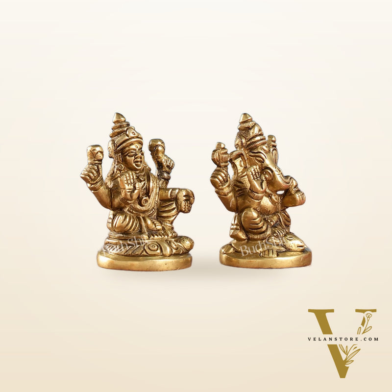 Ganesh lakshmi superfine brass idols 3"