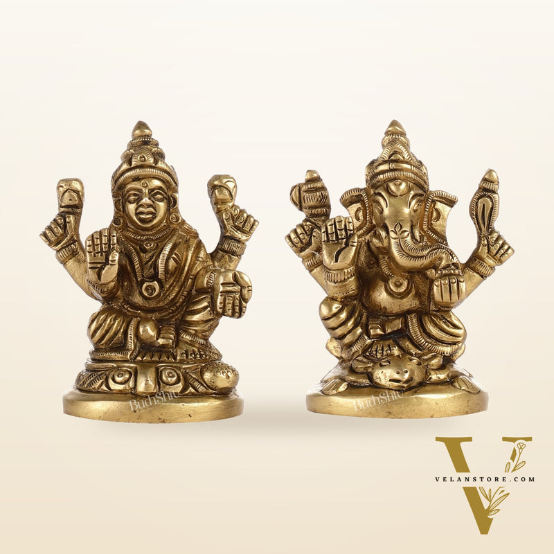 Ganesh lakshmi superfine brass idols 3"