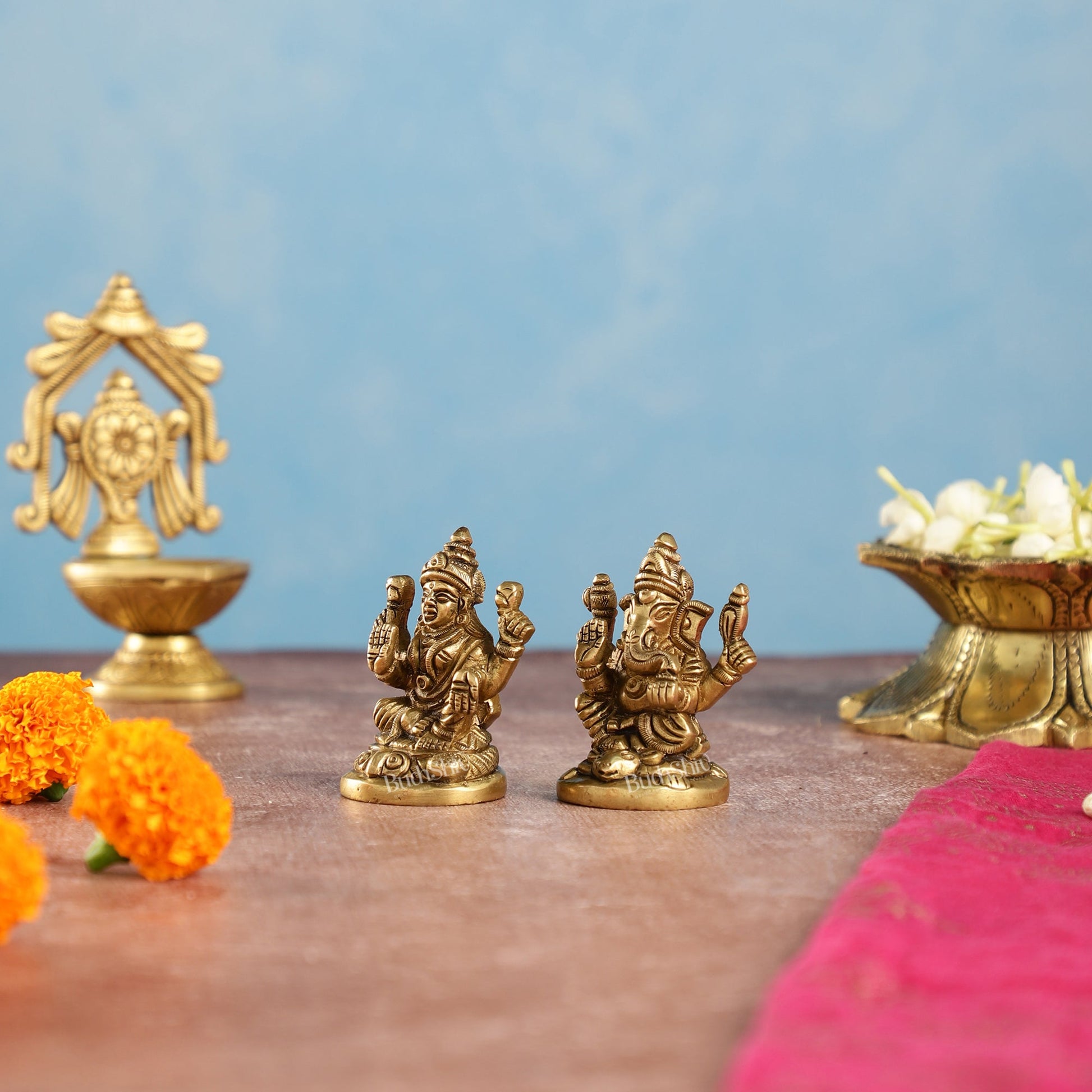 Ganesh lakshmi superfine brass idols 3"