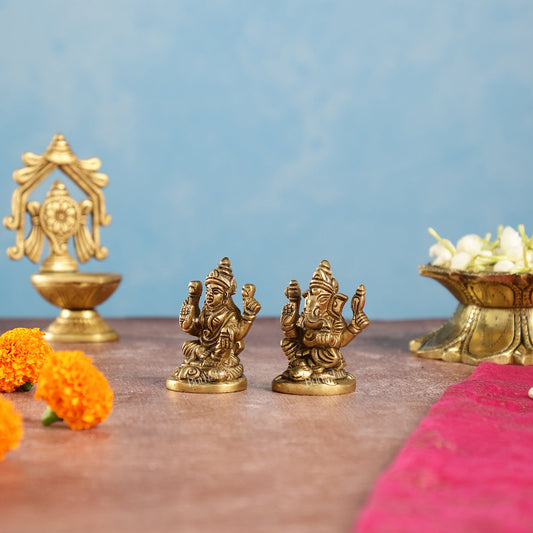 Ganesh lakshmi superfine brass idols 3"