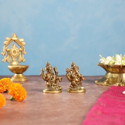 Ganesh lakshmi superfine brass idols 3"