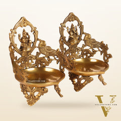 Ganesha and Lakshmi Brass Urli Lamp dull gold