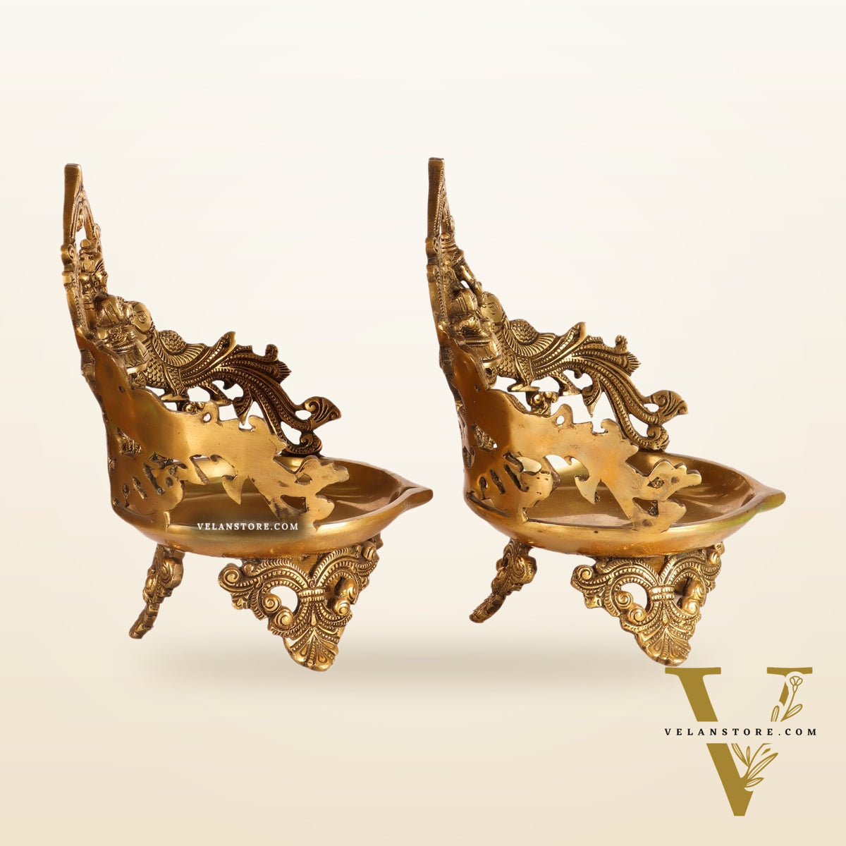 Ganesha and Lakshmi Brass Urli Lamp dull gold