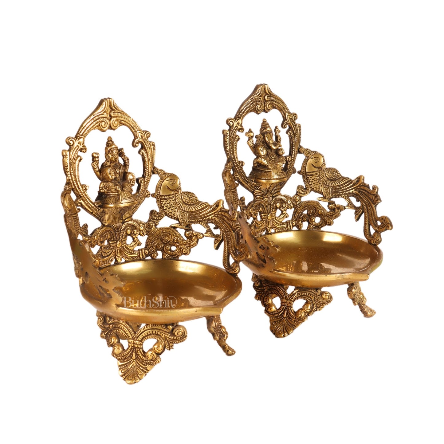 Ganesha and Lakshmi Brass Urli Lamp dull gold