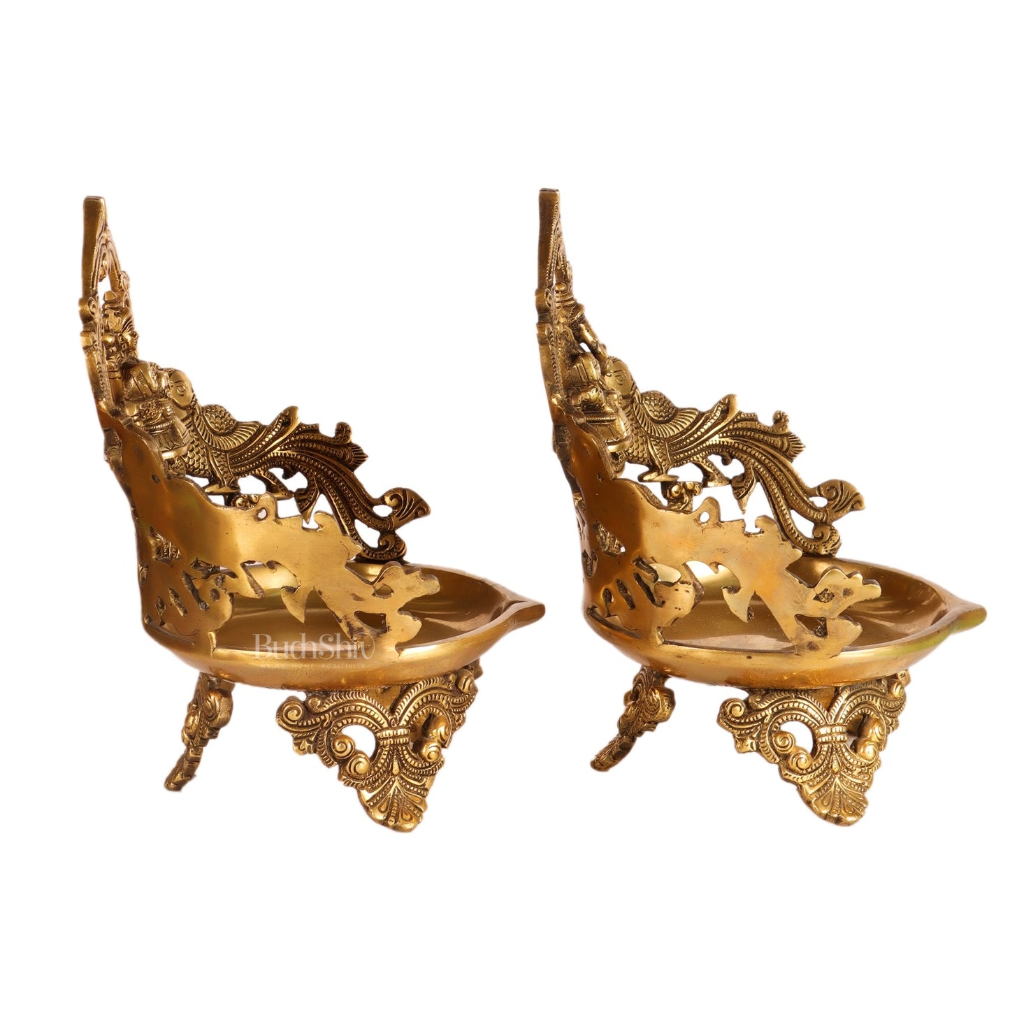 Ganesha and Lakshmi Brass Urli Lamp dull gold