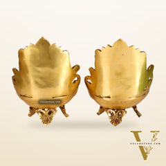 Ganesha and Lakshmi engraved brass oil deep 7 "