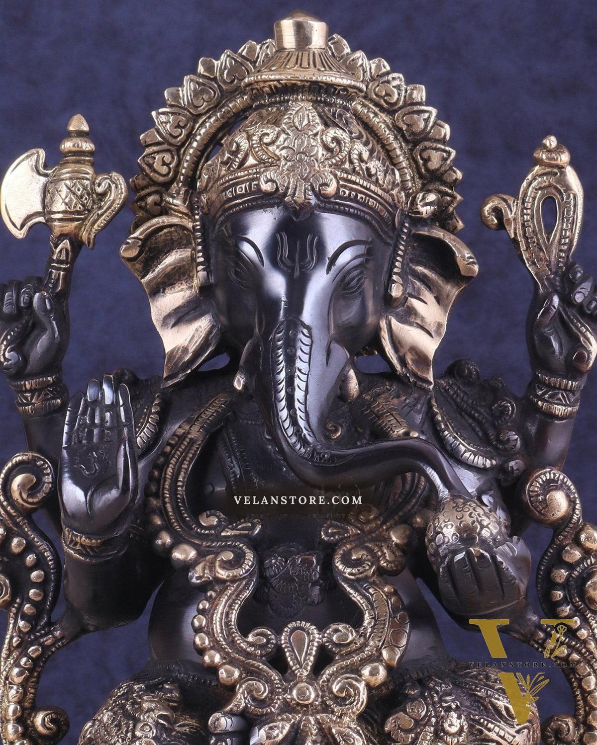 Ganesha black edition brass statue 12"