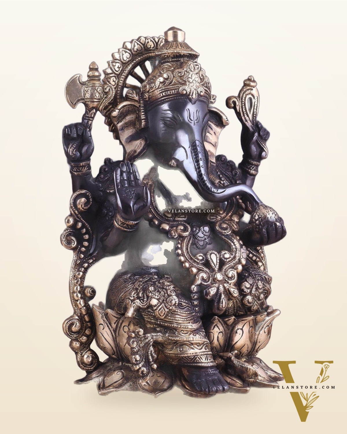 Ganesha black edition brass statue 12"