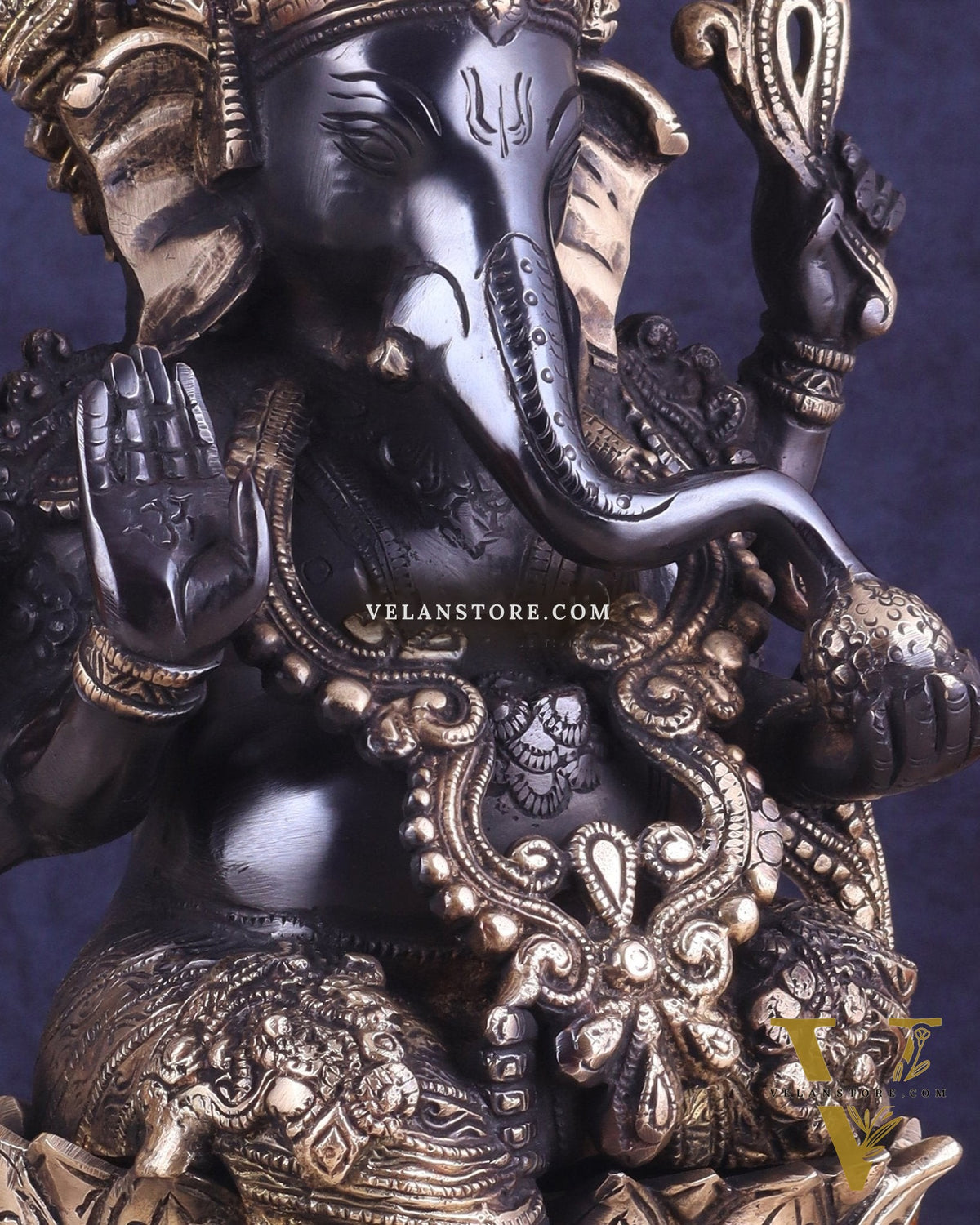 Ganesha black edition brass statue 12"