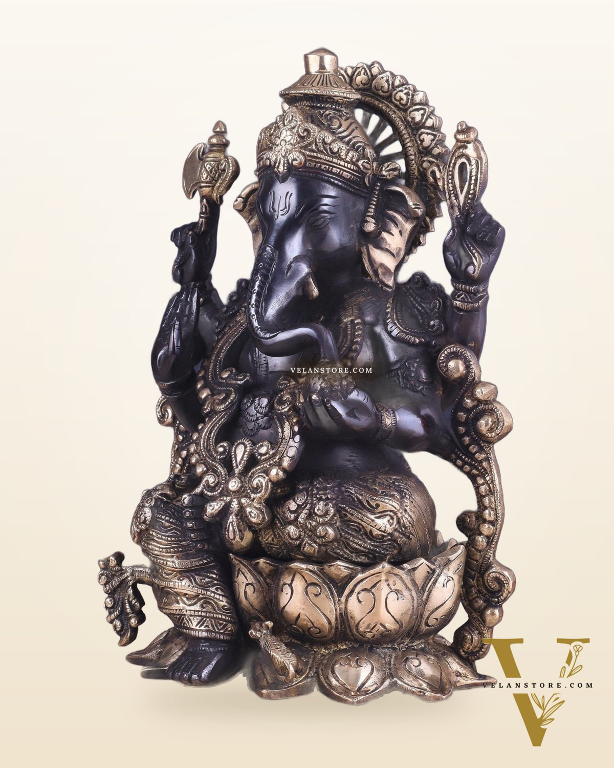 Ganesha black edition brass statue 12"