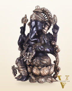 Ganesha black edition brass statue 12"