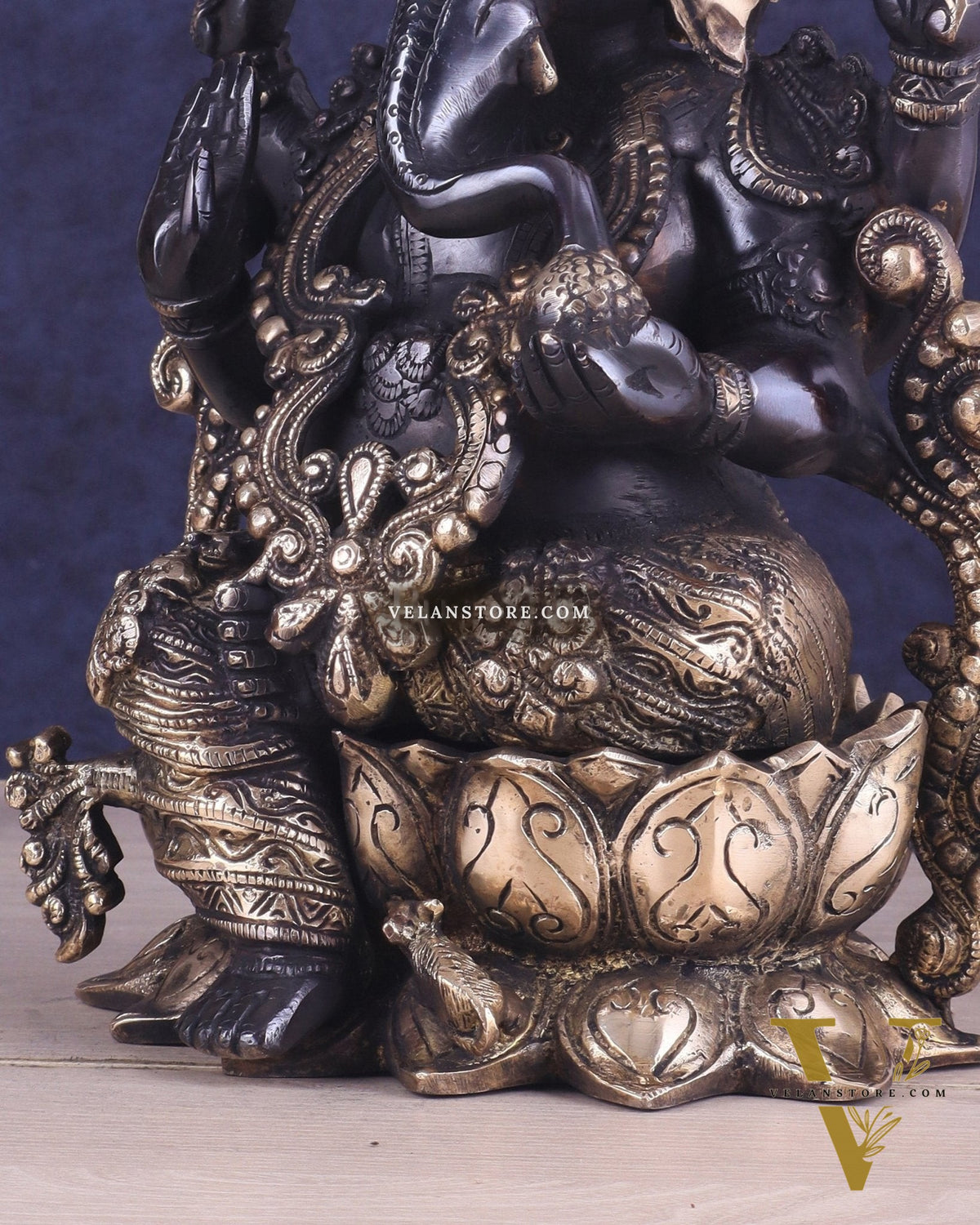 Ganesha black edition brass statue 12"