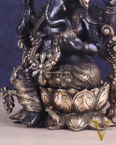 Ganesha black edition brass statue 12"