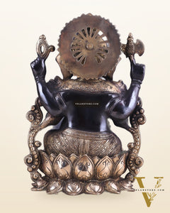 Ganesha black edition brass statue 12"