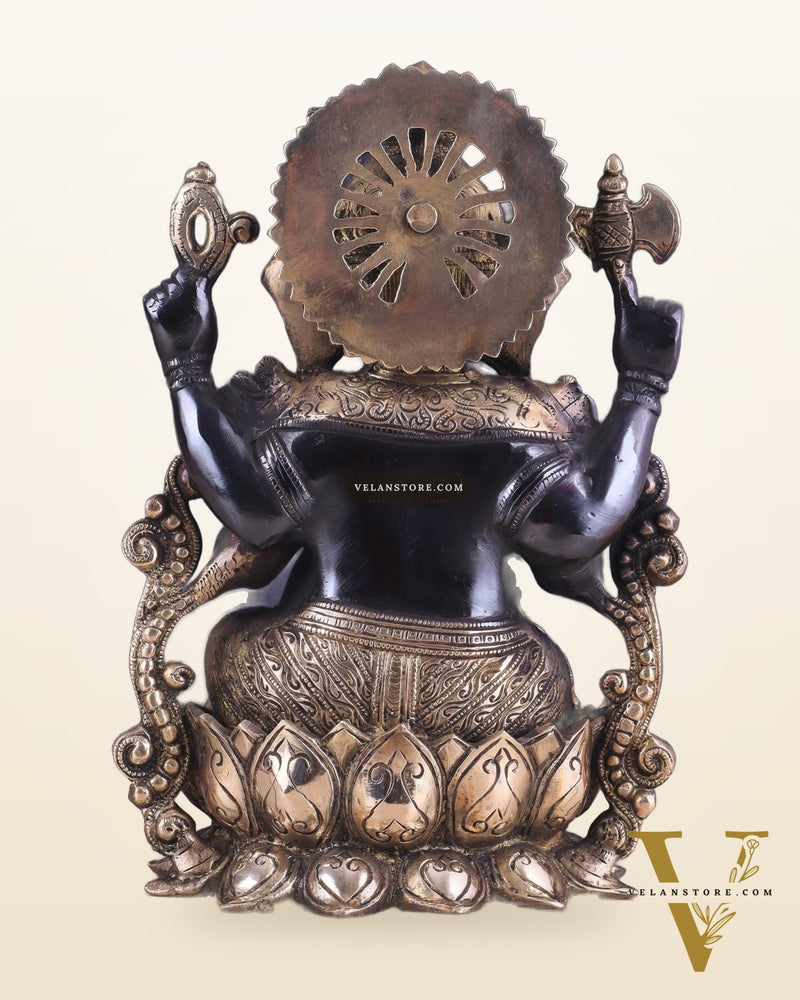 Ganesha black edition brass statue 12"