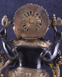 Ganesha black edition brass statue 12"