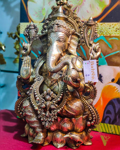 Ganesha Brass Idol 21 " Antique finish