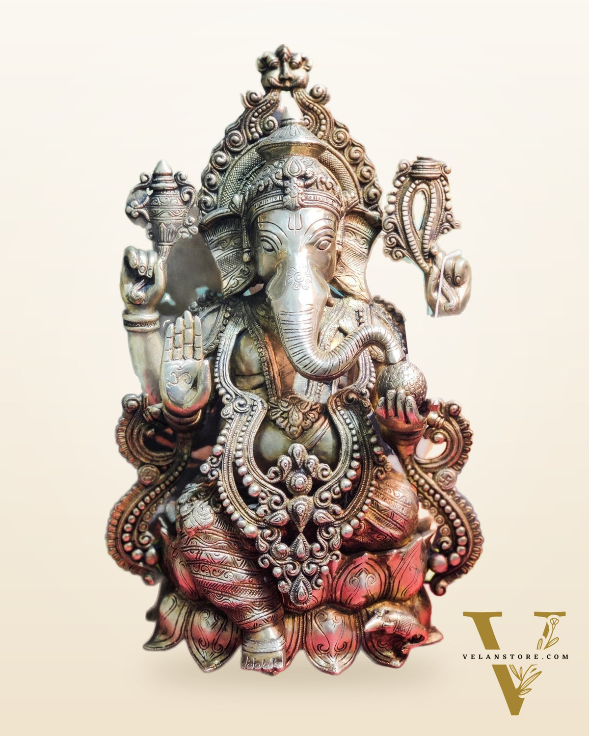 Ganesha Brass Idol 21 " Antique finish