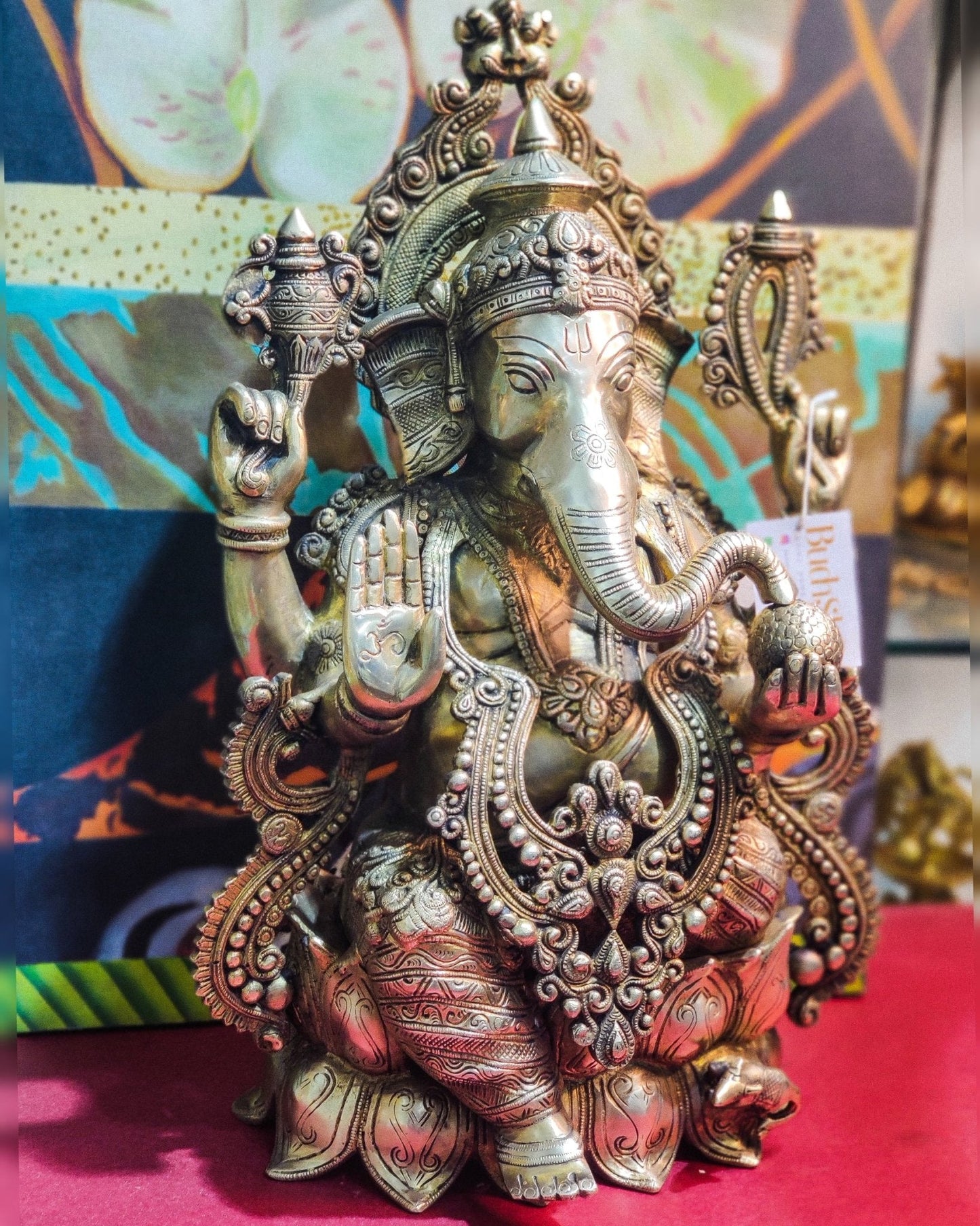 Ganesha Brass Idol 21 " Antique finish