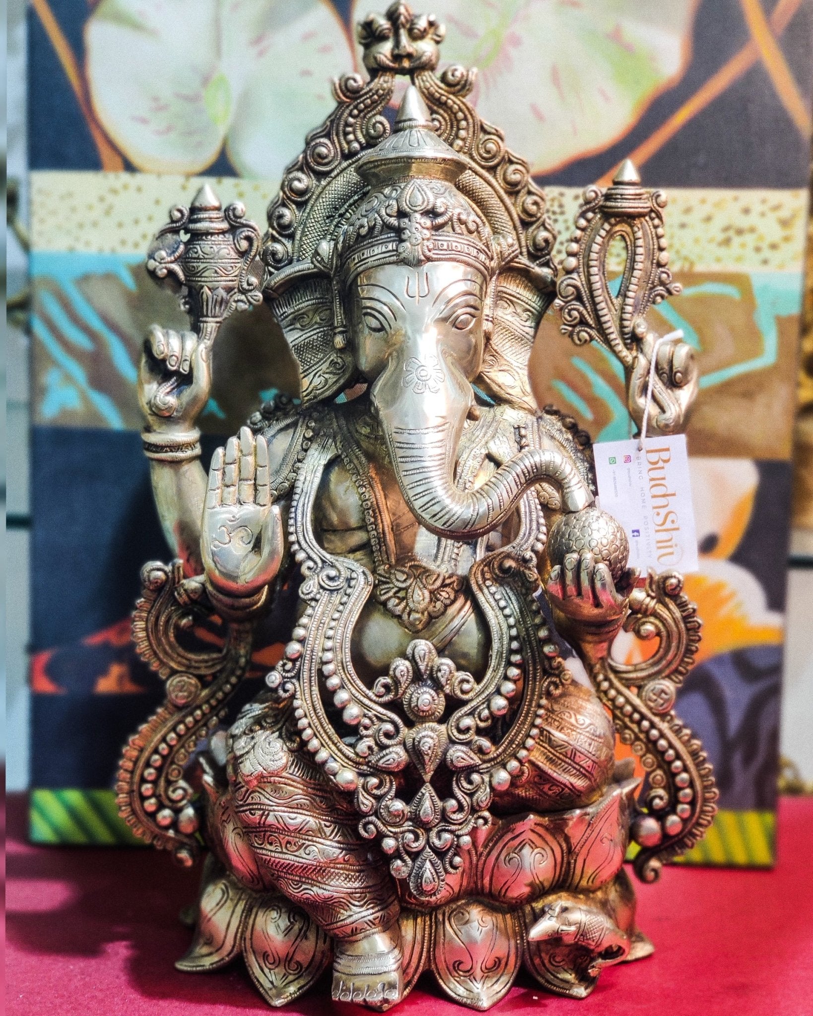 Ganesha Brass Idol 21 " Antique finish