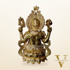 Ganesha Brass Idol 21 inches high seated on a lotus base lacquer coated