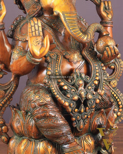 Ganesha Brass Idol 21 inches Vintage copper tone