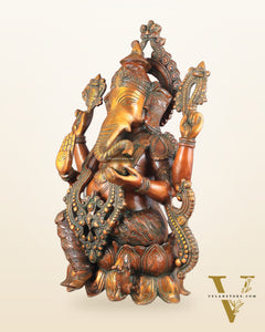 Ganesha Brass Idol 21 inches Vintage copper tone