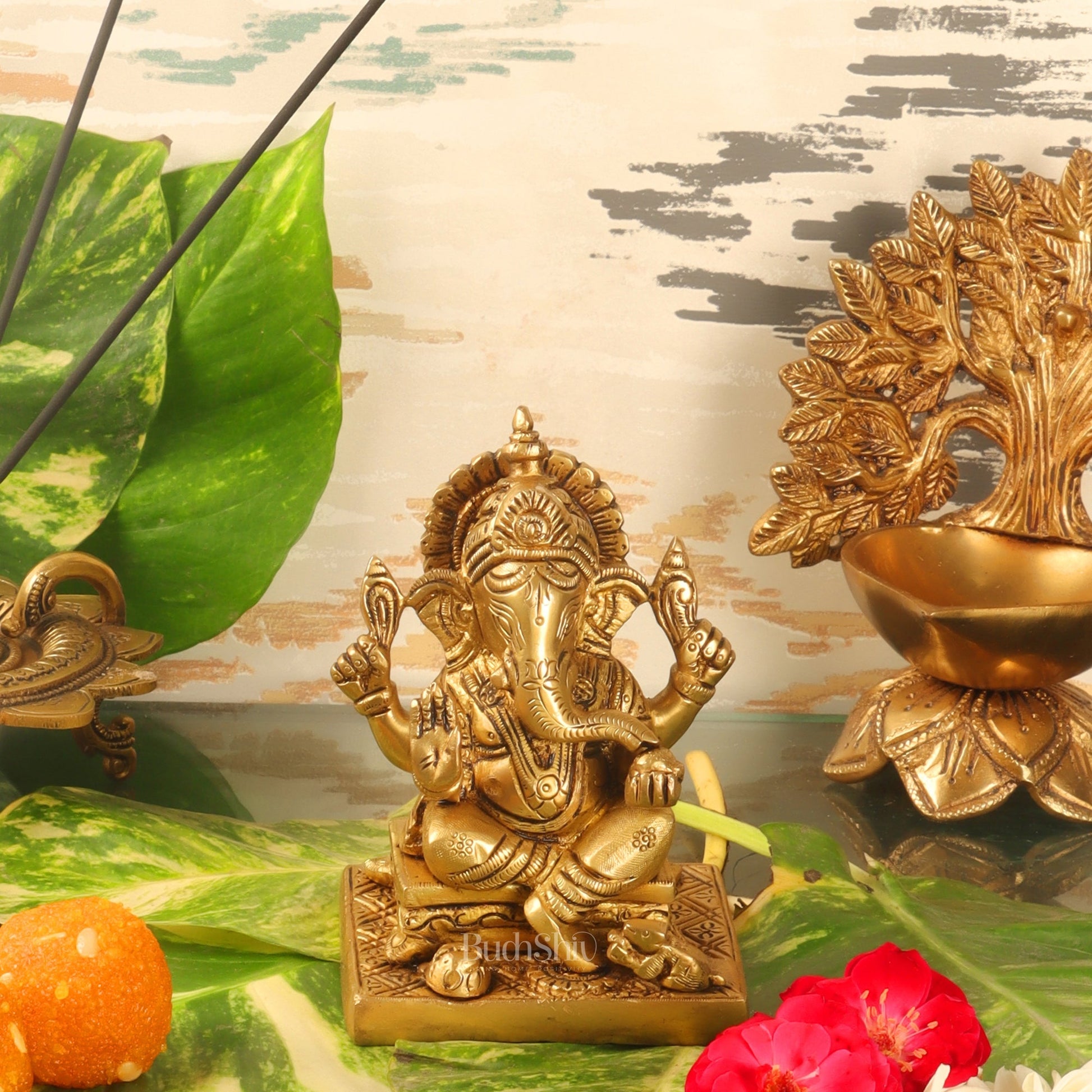 Ganesha Brass idol 5.5 inch