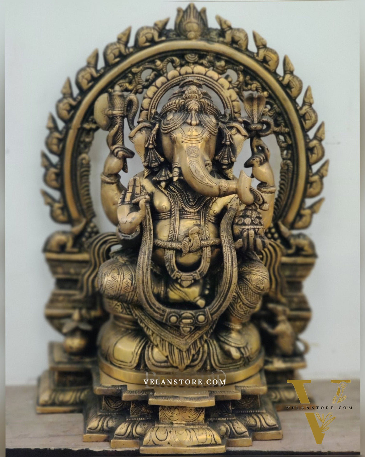 Ganesha Brass Idol Antique 18"