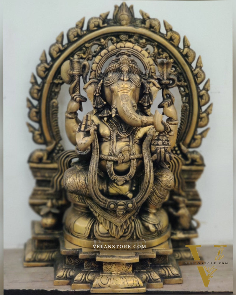 Ganesha Brass Idol Antique 18"