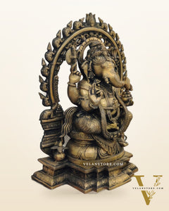Ganesha Brass Idol Antique 18"