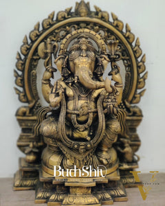 Ganesha Brass Idol Antique 18"