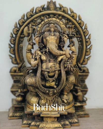 Ganesha Brass Idol Antique 18"