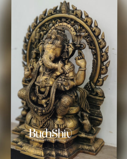 Ganesha Brass Idol Antique 18"