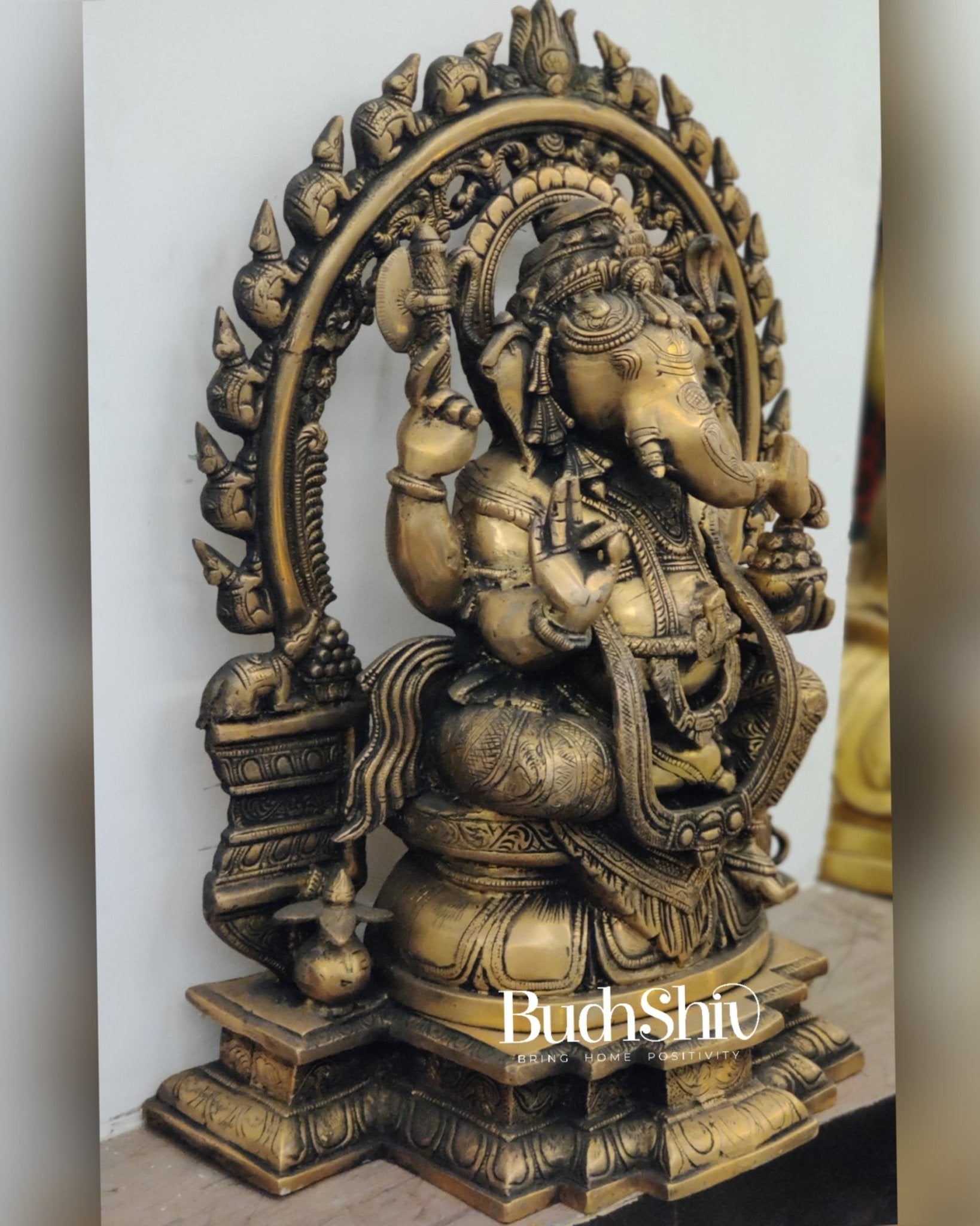 Ganesha Brass Idol Antique 18"