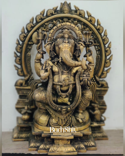 Ganesha Brass Idol Antique 18"