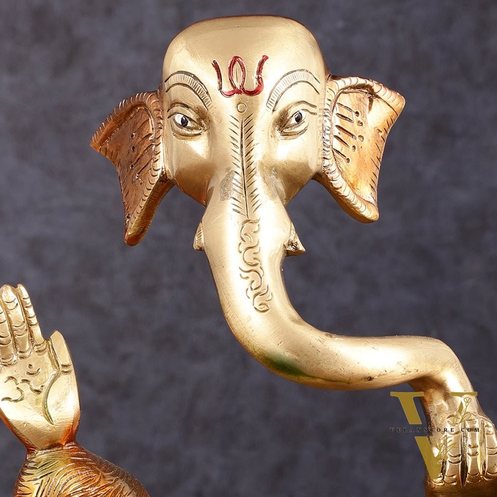 Ganesha Brass idol modern Abstract Antique finish | 8.5 inch