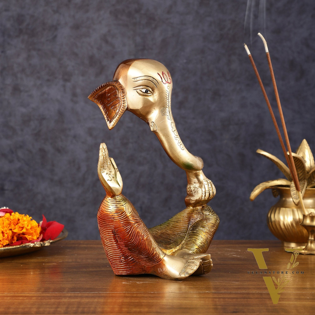 Ganesha Brass idol modern Abstract Antique finish | 8.5 inch
