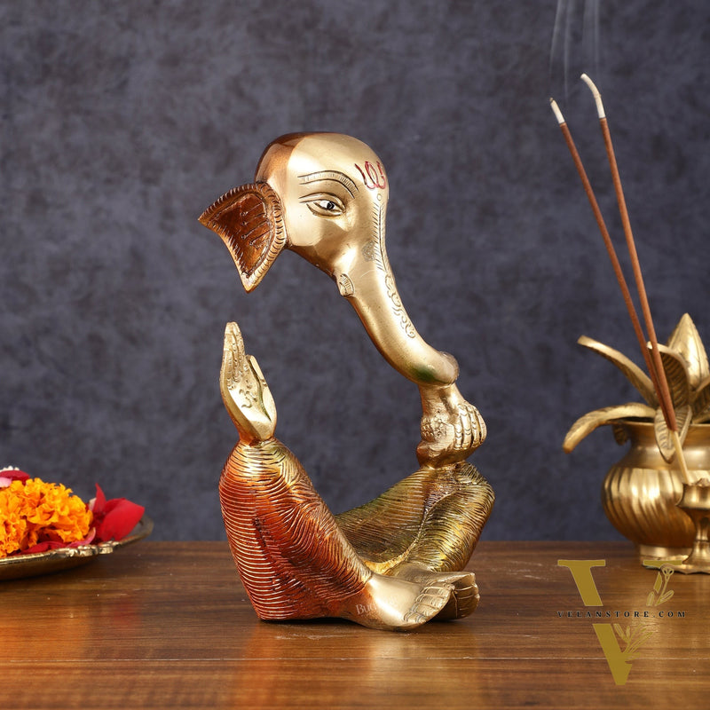 Ganesha Brass idol modern Abstract Antique finish | 8.5 inch