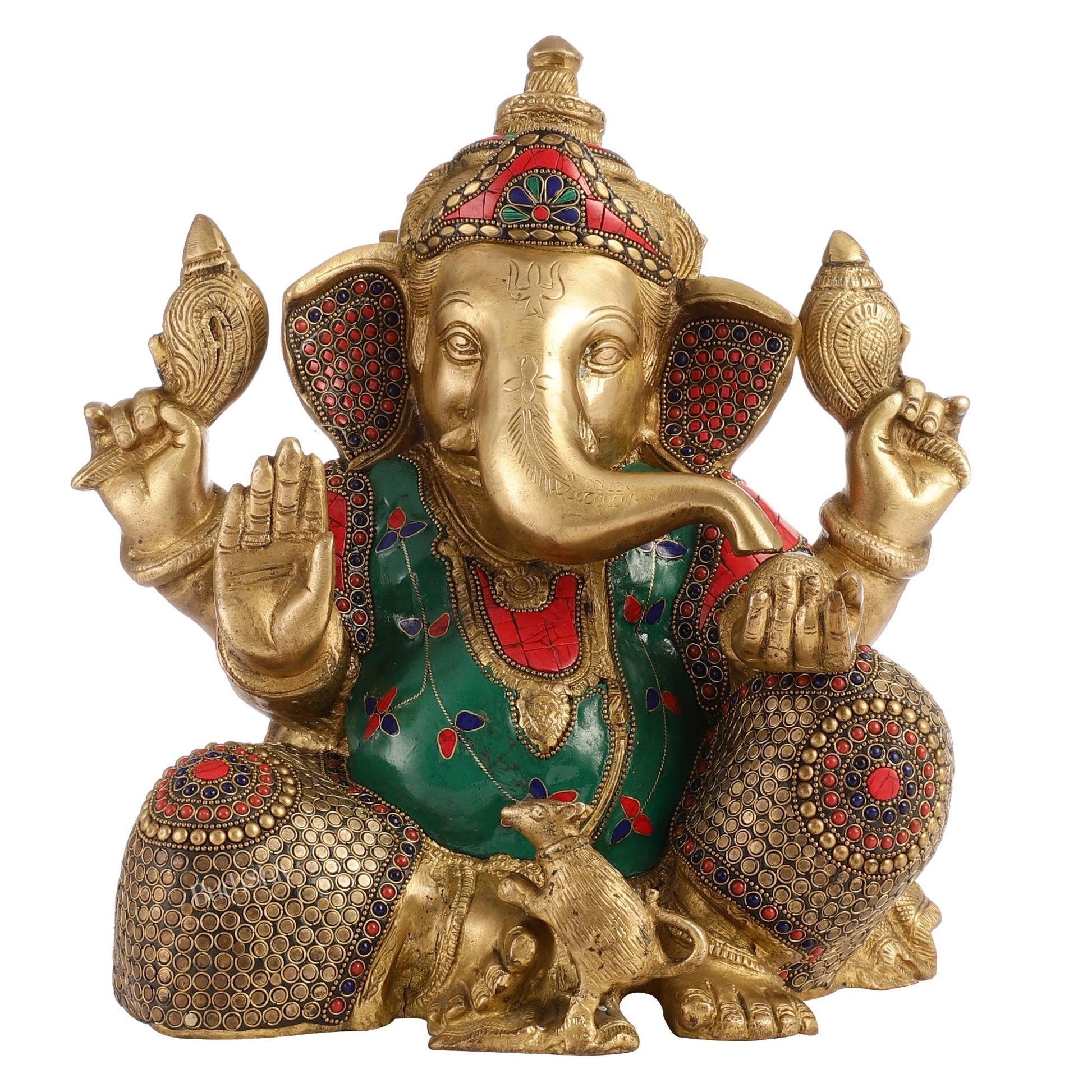Ganapati Aashirwad Idol with Brass multicolour - 13" Tall