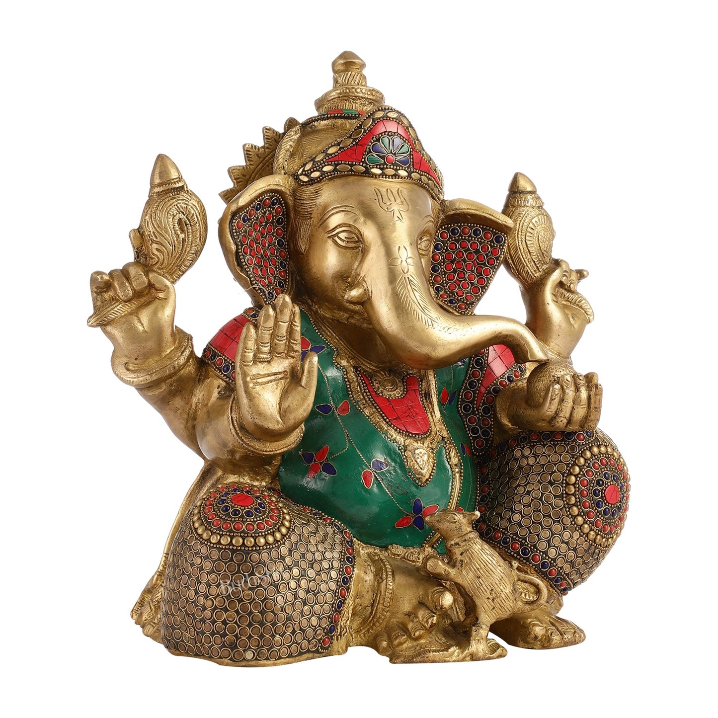 Ganapati Aashirwad Idol with Brass multicolour - 13" Tall