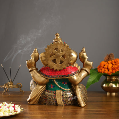 Ganapati Aashirwad Idol with Brass multicolour - 13" Tall